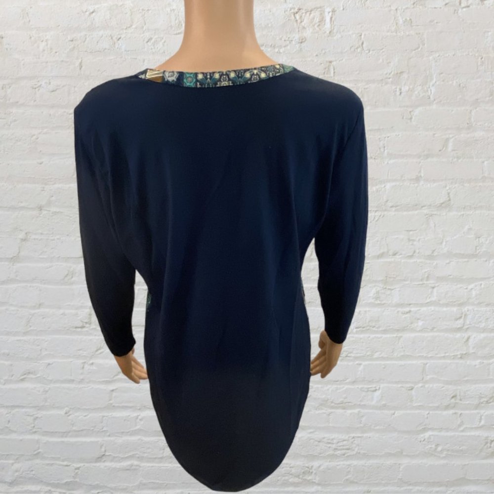 VAN HEUSEN -- Blouse, Multi-Colored, 3/4 Sleeve, Button Down with Boat Neck - Picture 7 of 14